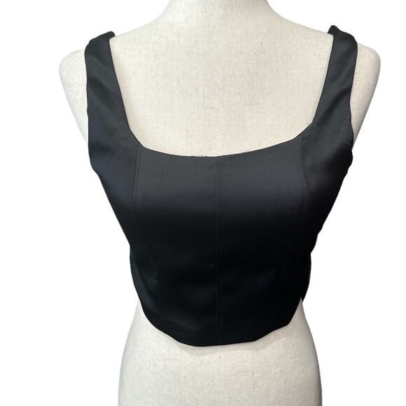House of Harlow x Revolve Black Satin Crop Tank S - Picture 1 of 8